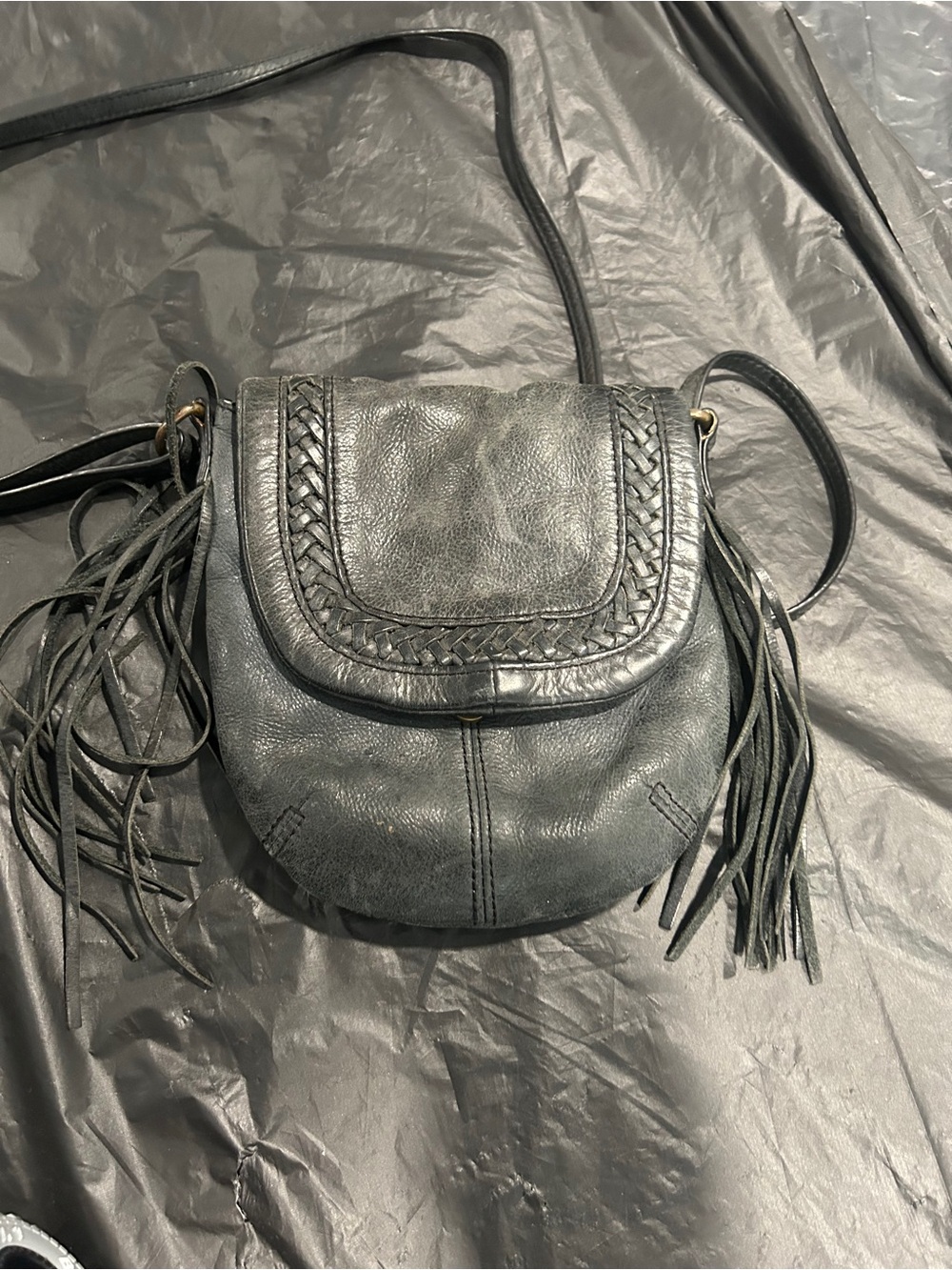 Black Leather Fringe Crossbody Bag Lucky Brand - Picture 2 of 9